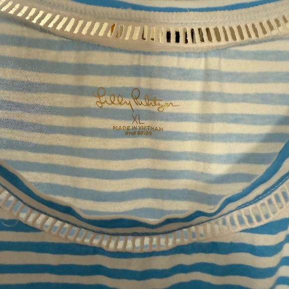Lilly Pulitzer Zanzibar Blue Striped Sleeveless Shirt XL - Picture 3 of 3